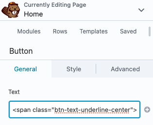 Hover underline button center
